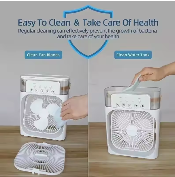 New 3 In 1 Fan AIr Conditioner Household Mini Air Cooler LED Night Light Portable Humidifier Air Adjustment Fan Office Home Fan
